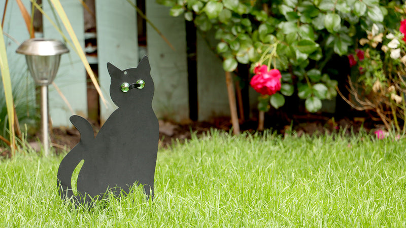 Black Cat Silhouette For Garden | Cat With Scary Eyes