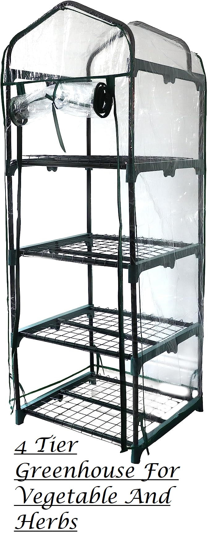 DIVCHI 4 Tier Greenhouse Durable Steel Frame Clear PVC Cover for Growing Plants