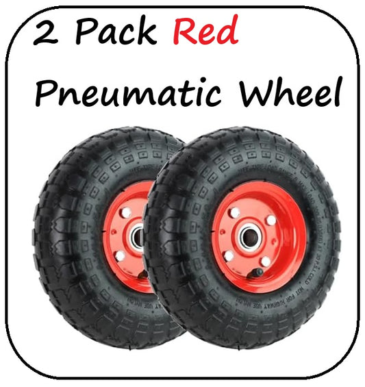 Red 2 Pack Pneumatic Wheel  Air Filled Tires Metal 4.10/3.50-4" Replacement Wheels For Wheelbarrows, Hand Truck, Utility Cart, etc