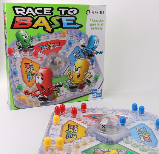 Race To Base Board Game for kids - Racing and Chasing to Base Game Kids Children Race to Base Pop a Dice Board Game Great Family Friends Frustration Party Game Ludo - DIVCHI