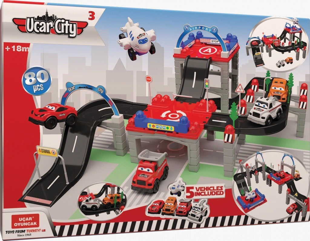 DIVCHI car track playset layout and vehicle details