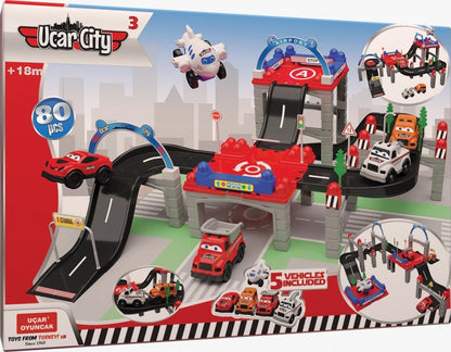 DIVCHI car track playset layout and vehicle details