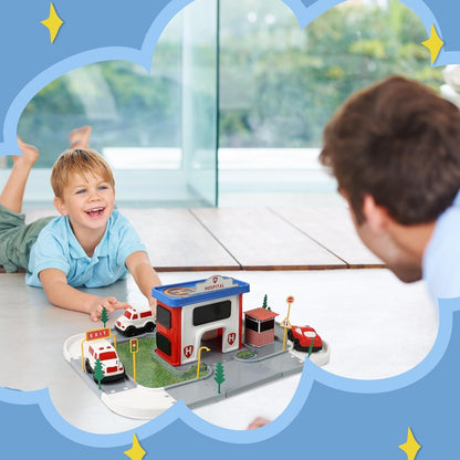 Happy child playing with the DIVCHI hospital playset