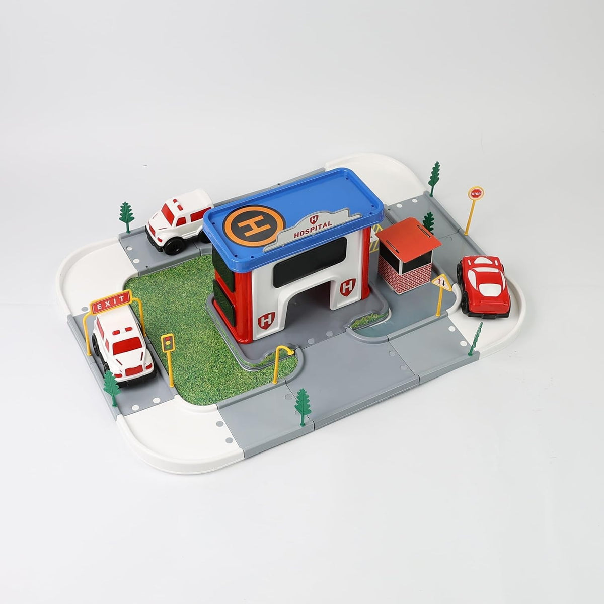 Parent and child playing with the DIVCHI hospital playset