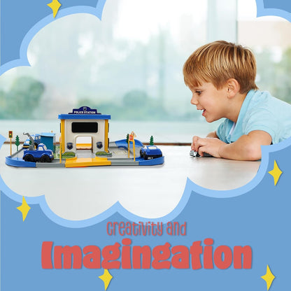 Child playing with the DIVCHI police station playset
