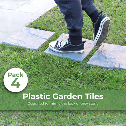 DIVCHI Garden Stepping Stones Stomp Garden Tiles Stepping Plastic Hard Wearing Durable (Pack Of 4)