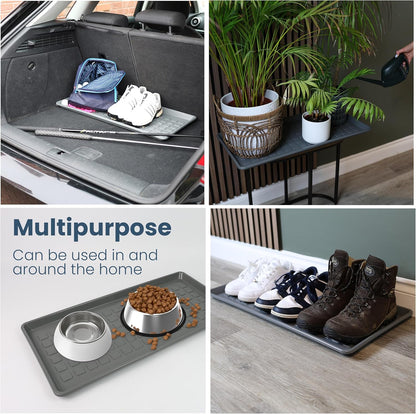 DIVCHI Shoes Tray Plastic Boot Tray With Raised Edges Multipurpose Entryway Shoe Tray | Footwear Organizer | Pet Food Mat | Tools Storage Tray (Grey)