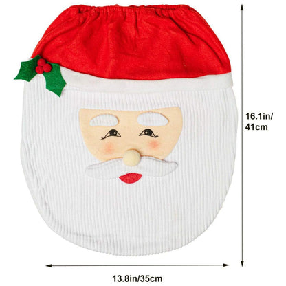 DIVCHI 3-Piece Christmas Toilet Seat Cover Set – Santa Claus Bathroom Decoration with Non-Slip Rug & Tank Lid Cover – Holiday Flannel Bathroom Set for Xmas Party Home Décor
