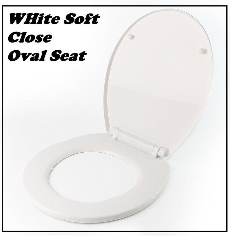 White Soft Close Toilet Seat Oval Shape Easy to Install Fixtures included