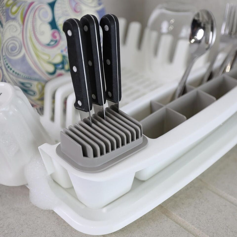 Plastic Dish Drying Rack Sink Drainer Cutlery Cup Utensil Holder For Kitchen