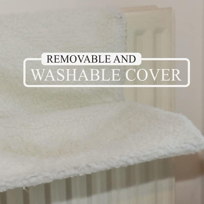 Removable and machine-washable cover of fleece radiator cat bed