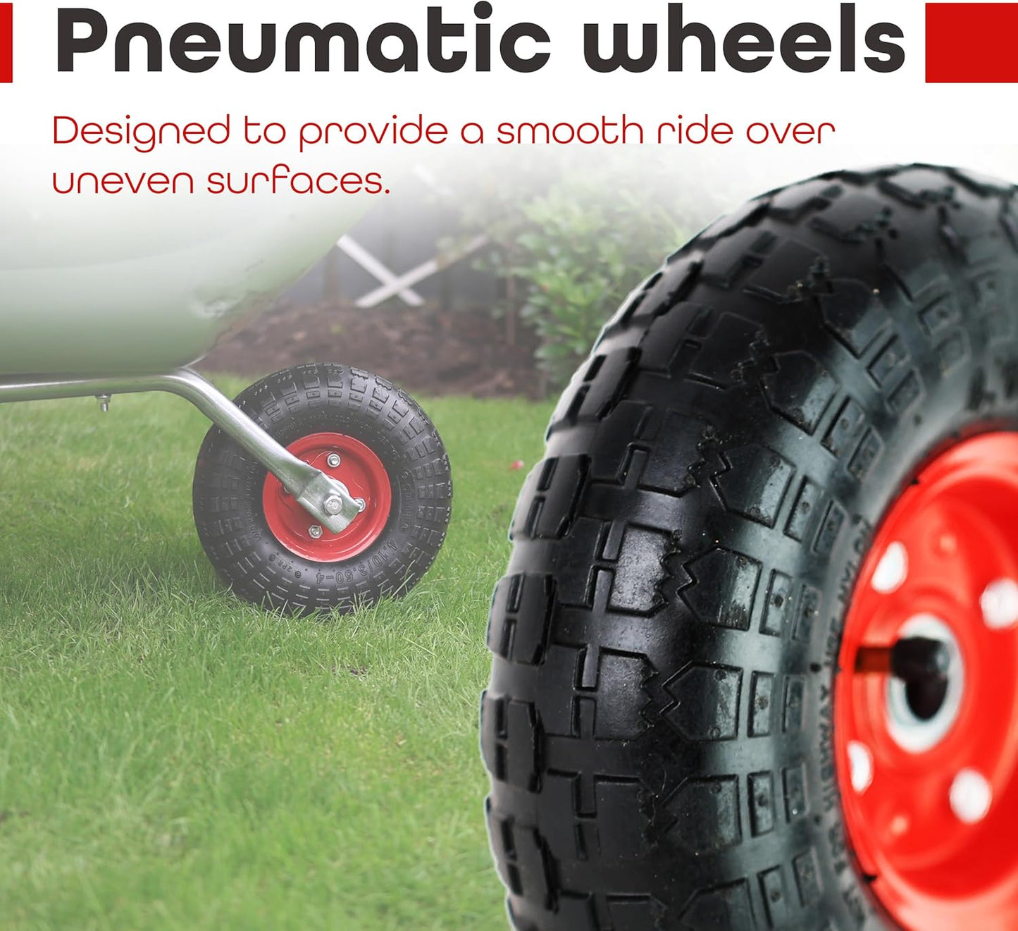 Red 2 Pack Pneumatic Wheel  Air Filled Tires Metal 4.10/3.50-4" Replacement Wheels For Wheelbarrows, Hand Truck, Utility Cart, etc