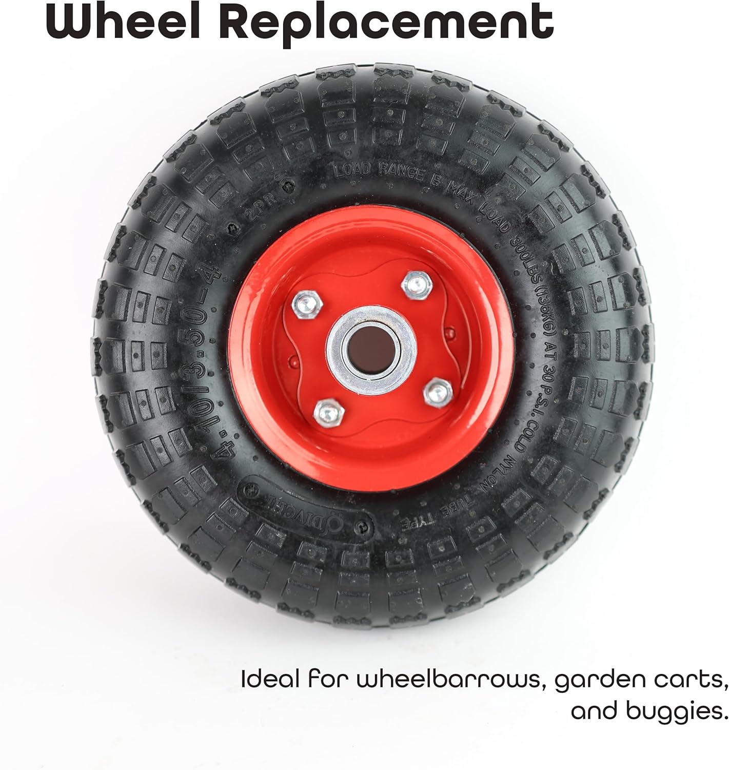 Red 2 Pack Pneumatic Wheel  Air Filled Tires Metal 4.10/3.50-4" Replacement Wheels For Wheelbarrows, Hand Truck, Utility Cart, etc