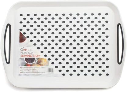 2x Non-Slip Serving Trays – Anti-Slip Plastic Trays with Rubber Surface & Easy-Grip Handles (Random Colours)