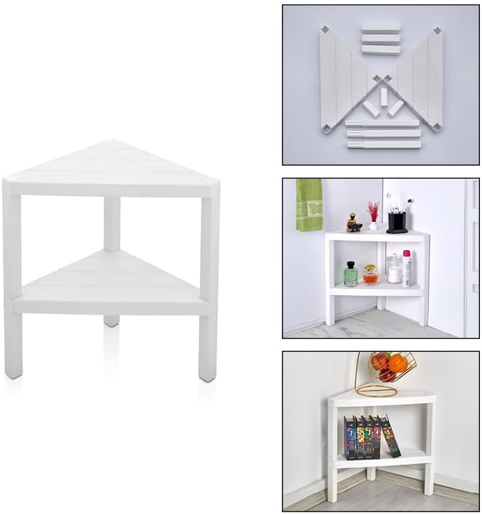 Corner Shelf Triangle Space-Saving Freestanding Shelving Unit Living Room Organiser Bookshelf - DIVCHI