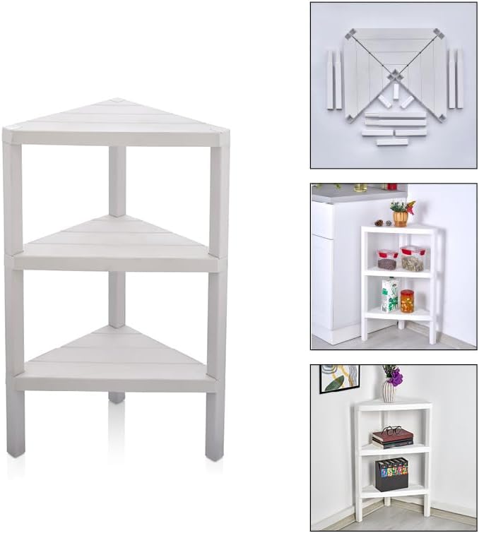 Corner Shelf Triangle Space-Saving Freestanding Shelving Unit Living Room Organiser Bookshelf - DIVCHI