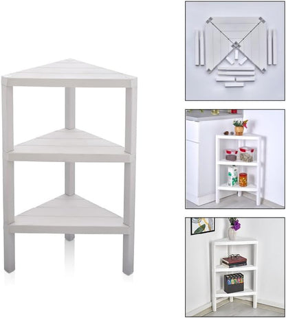 Corner Shelf Triangle Space-Saving Freestanding Shelving Unit Living Room Organiser Bookshelf - DIVCHI