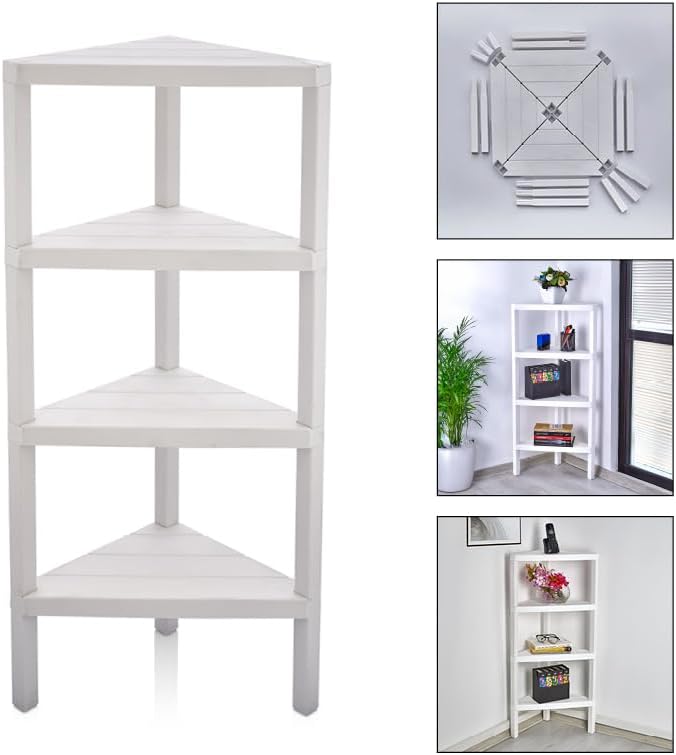 Corner Shelf Triangle Space-Saving Freestanding Shelving Unit Living Room Organiser Bookshelf - DIVCHI