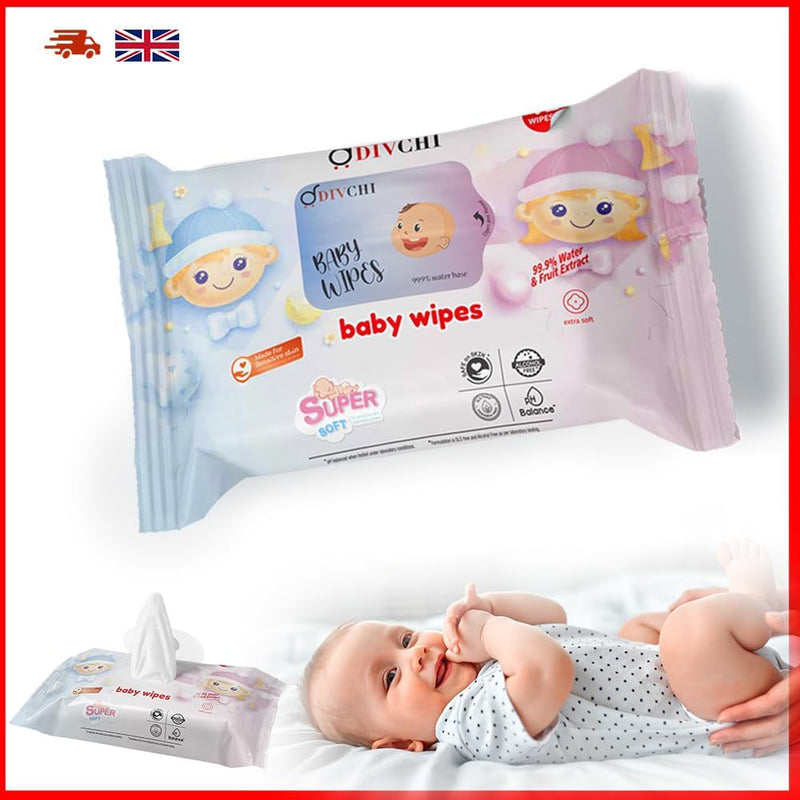 Baby Wipes Multipack | 360 Wipes (5 Packs of 72 each) | 99.9% Super Soft Wipes