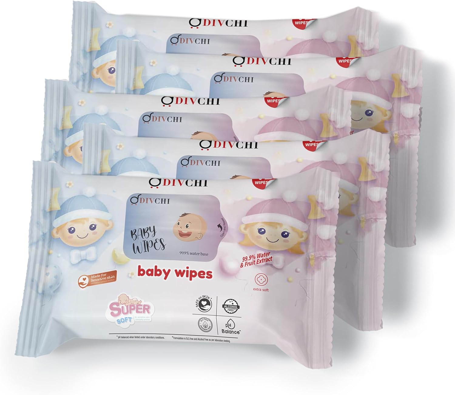 Baby Wipes Multipack 360 Wipes (5 Packs of 72 each) 99.9 Super So
