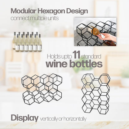 DIVCHI Wine Rack 11 Bottle Holder No Need Assembly Modern Metal Wire Wine Storage for Countertop Table Top Coffee Bar & Kitchen | Champagne Racks | Beer Stand - DIVCHI