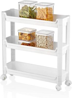 3/4/5 Tier Plastic Rolling Cart PP Storage Trolley with Wheel Shelving Organizer