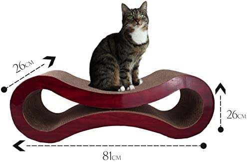 DIVCHI Cat Scratching Post Lounge Bed, Cat Scratcher Cardboard Board Pads Catnip and Groomer Brush