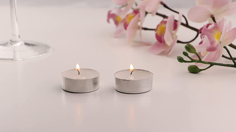 DIVCHI Tea Light Candles - White Unscented Wax 12g - 4 Hour Burn Time Ideal for Wedding Birthday Party Home Decoration Wax Burners (100 Pack)
