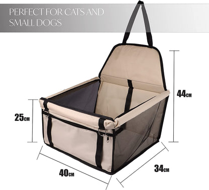 DIVCHI Pet Car Booster Seat for Travel Carrier Cage, Portable and Breathable Bag with Seat Belt, Puppy Carrier Safety Stable Folding Soft Washable Travel Bags for Dogs Cats