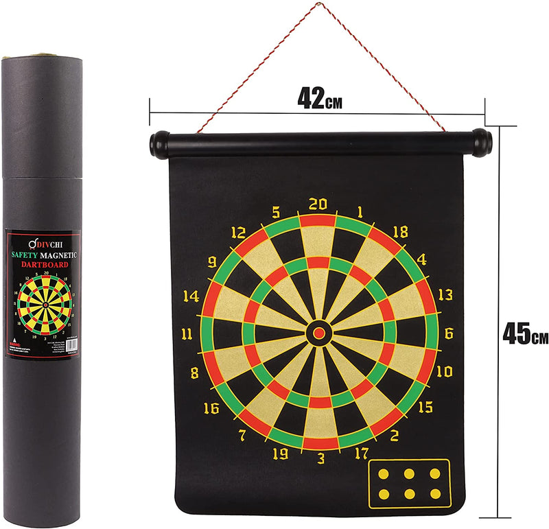 DIVCHI 43 CM Magnetic Dart Board Set, Safe Dart Game for Kids, Best Boy Toys Gift Indoor Outdoor Game with Darts, Double Sided Large Size Dartboard