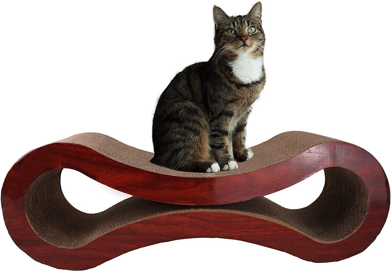 DIVCHI Cat Scratching Post Lounge Bed, Cat Scratcher Cardboard Board Pads Catnip and Groomer Brush