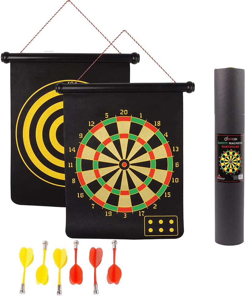 DIVCHI 43 CM Magnetic Dart Board Set, Safe Dart Game for Kids, Best Boy Toys Gift Indoor Outdoor Game with Darts, Double Sided Large Size Dartboard