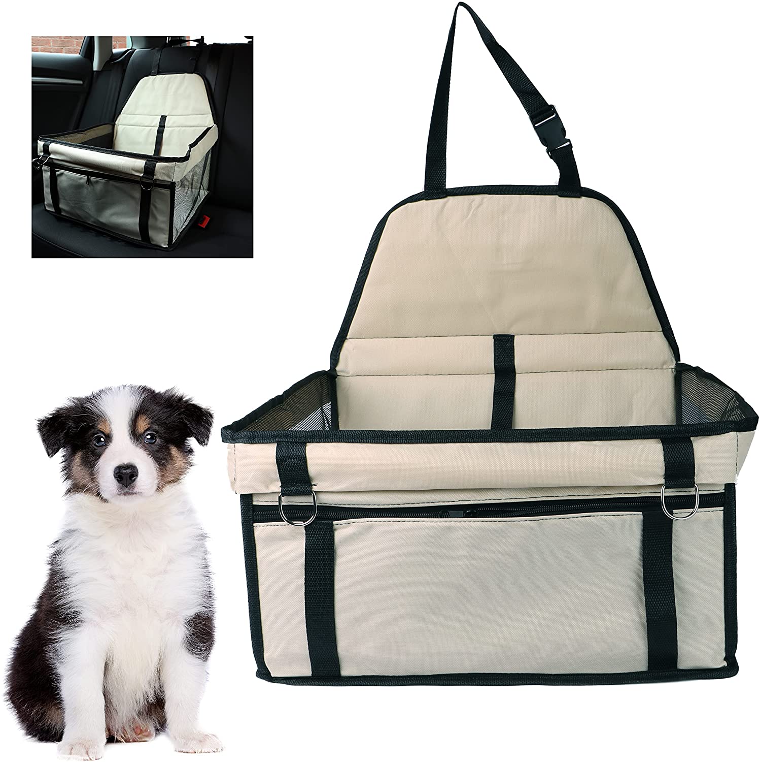 DIVCHI Pet Car Booster Seat for Travel Carrier Cage, Portable and Breathable Bag with Seat Belt, Puppy Carrier Safety Stable Folding Soft Washable Travel Bags for Dogs Cats - DIVCHI