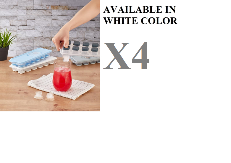 DIVCHI Random Colour 4 Pack Ice Cube Trays with Clear Removable Lid Easy Release, LFGB Certified and BPA Free Silicone Ice Cube Moulds for Freezer,Baby Food,Water,Other Drink