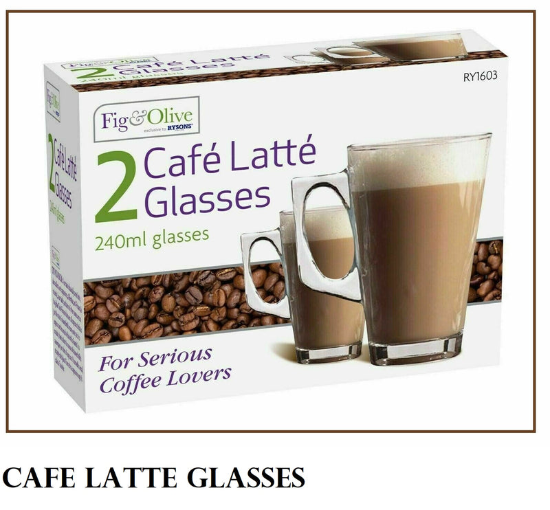 Cafe Latte Glasses 240ml Tea Coffee Cups Mugs Cappuccino Glass(Set of 2-4-6)
