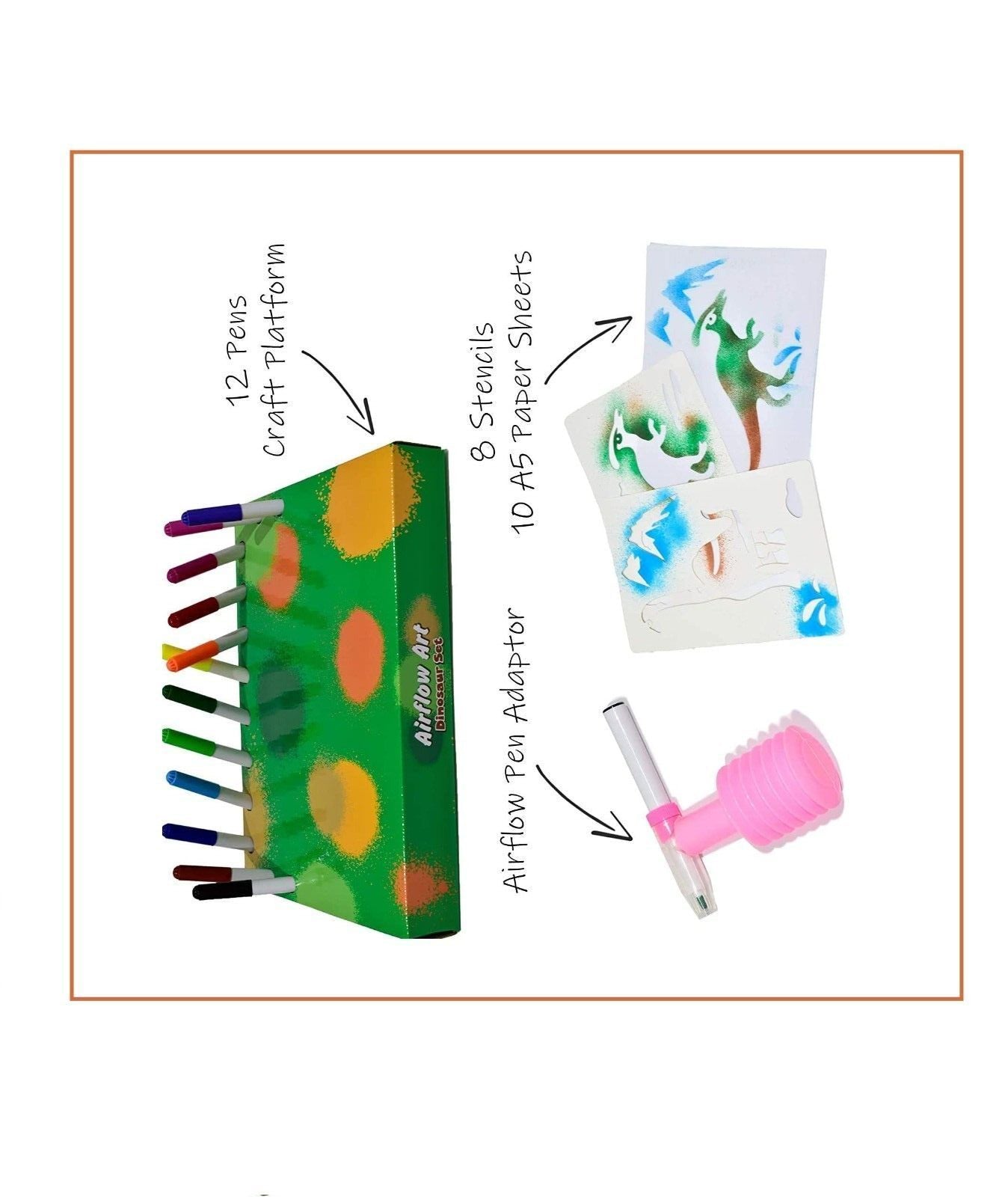 Dinosaur Air Flow Pens Playset in Hanging Box Kreative Kids Dinosaur Air Flow Pens - DIVCHI