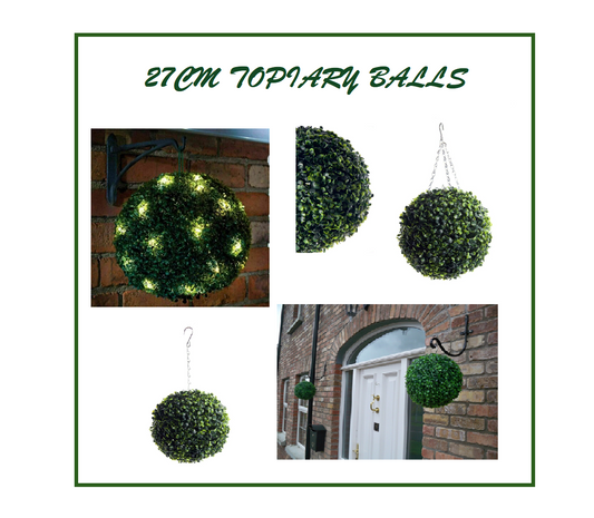 Green Boxwood Buxus Topiary Artificial 27cm Grass Hanging Balls New Plant. - DIVCHI