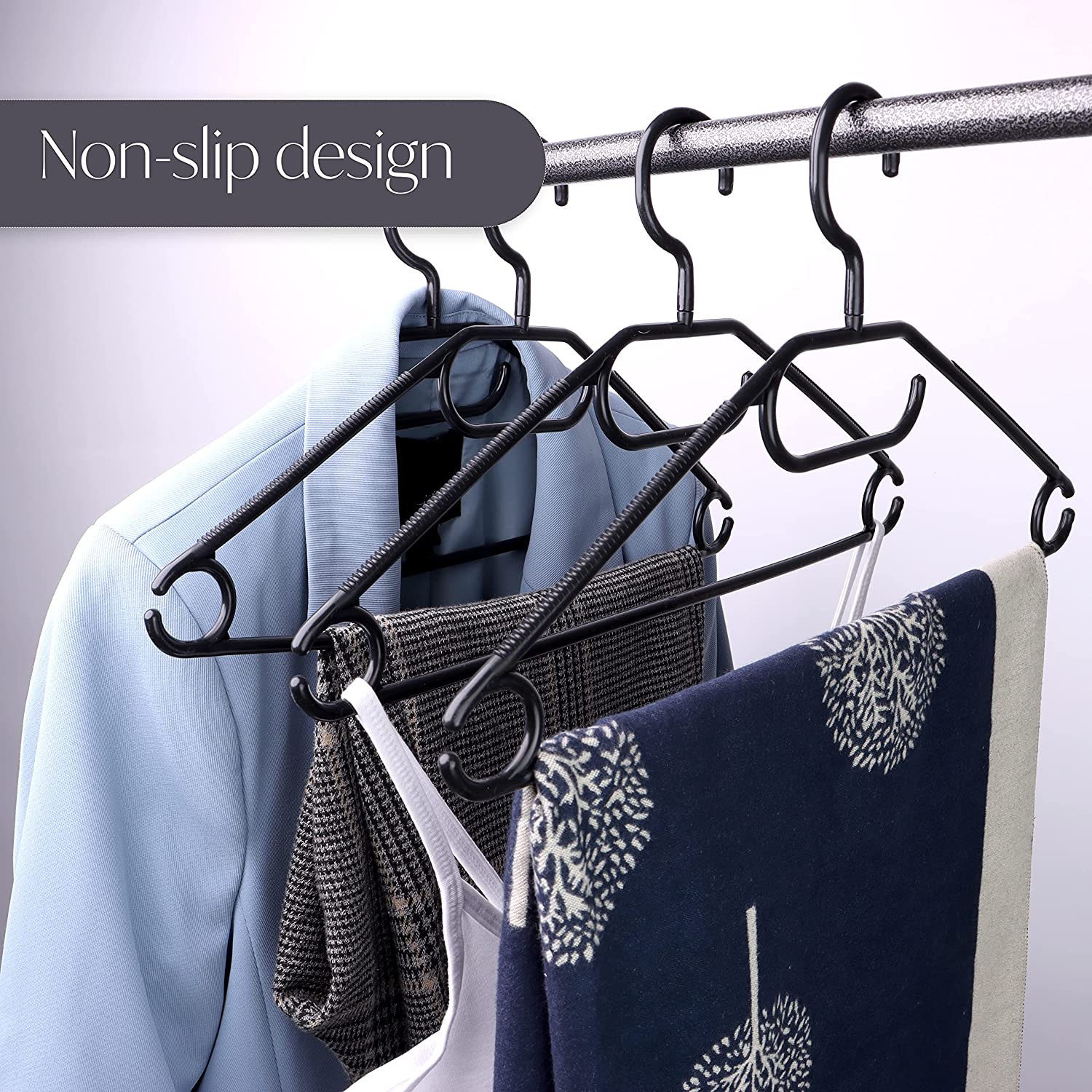 Black 360° Swivel Hooks Coat Hangers for wardrobes with non slip heavy –  DIVCHI