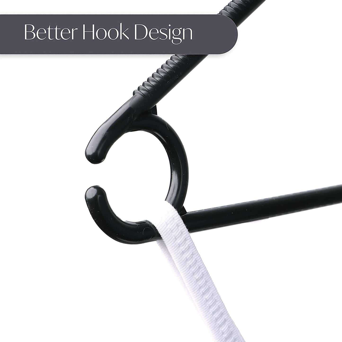 Black 360° Swivel Hooks Coat Hangers for wardrobes with non slip heavy duty durable space-saving Design - Ideal for all Adult Clothes