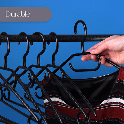 Black 360° Swivel Hooks Coat Hangers for wardrobes with non slip heavy duty durable space-saving Design - Ideal for all Adult Clothes