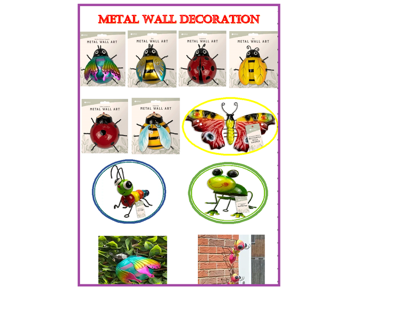 Multi-Color Insect Painted Metallic Indoor/Outdoor Wall Art Decoration