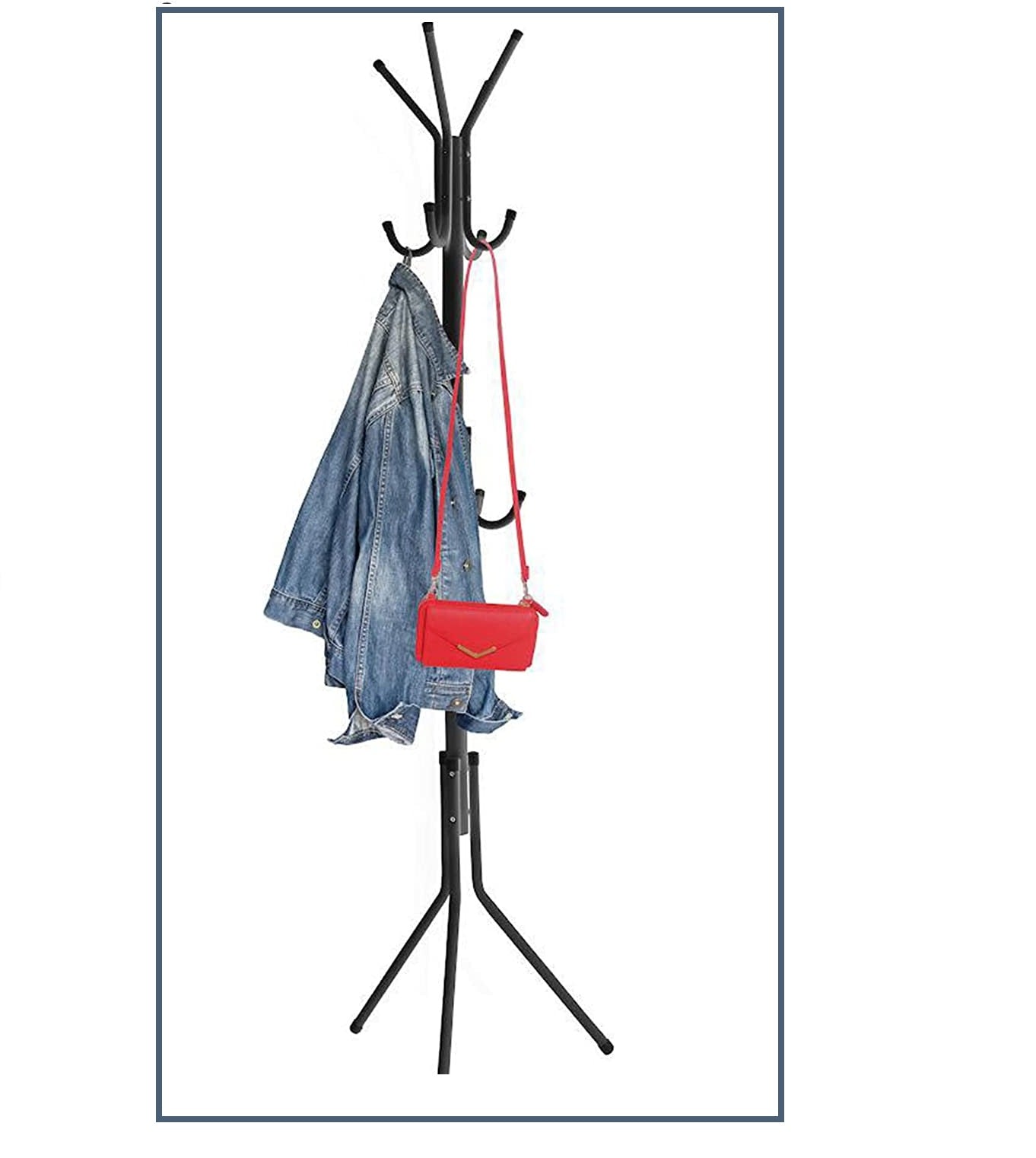 12Hooks Coat Stand Clothes Rack Floor Standing Hanger for Jackets Umbrella Hat - DIVCHI