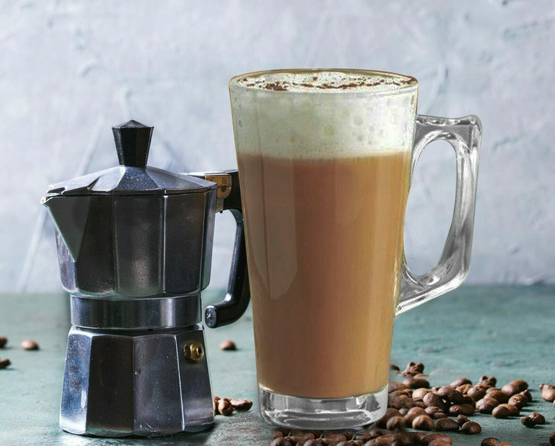2 X Latte 240ml Glasses for Tea Cappuccino Glass Tassimo Costa Coffee Cups Mugs