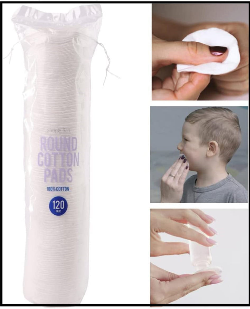 Round Cotton Pads - 120 Count (1 Packs of 120) Lint-Free 100% Pure Cotton