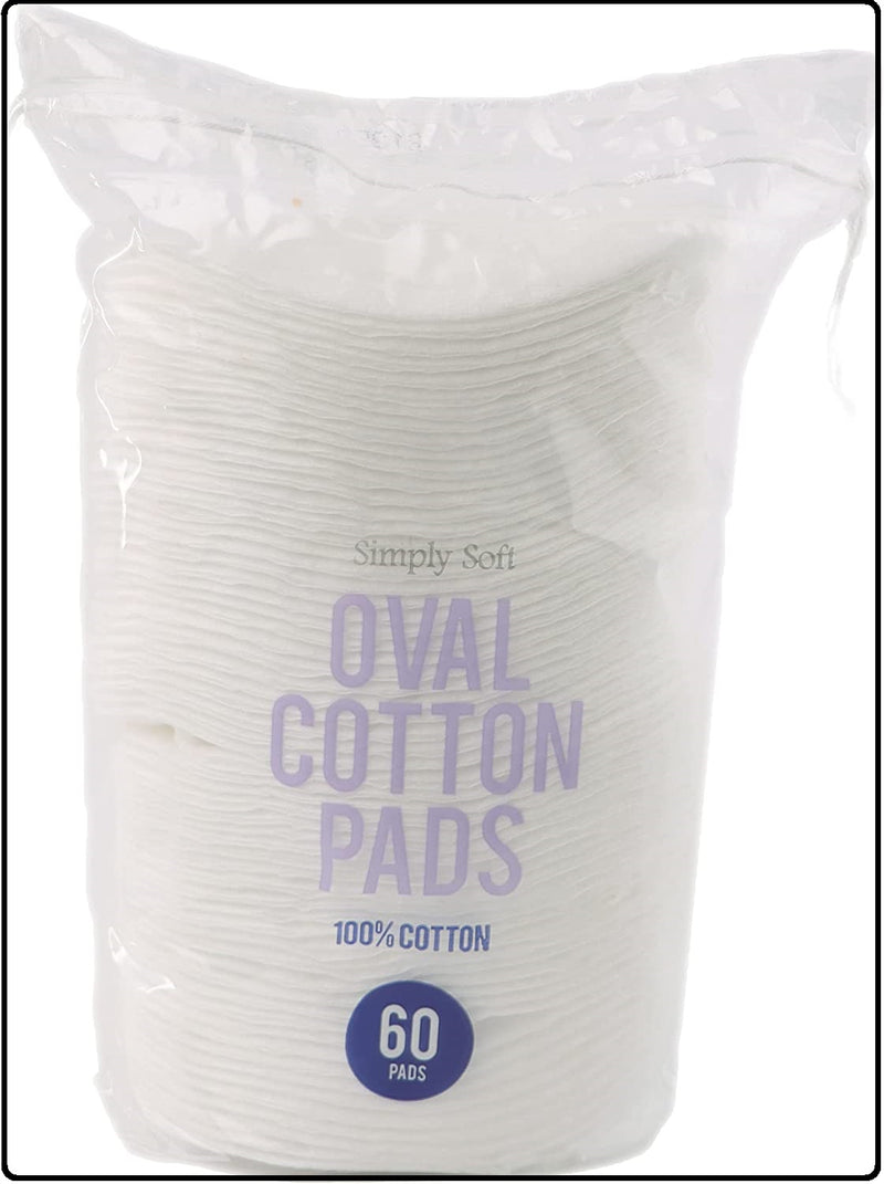 DIVCHI Oval Cotton Pads - 60 Pack for Face | Makeup Remover Pads, Hypoallergenic, Lint-Free | 100% Pure Cotton