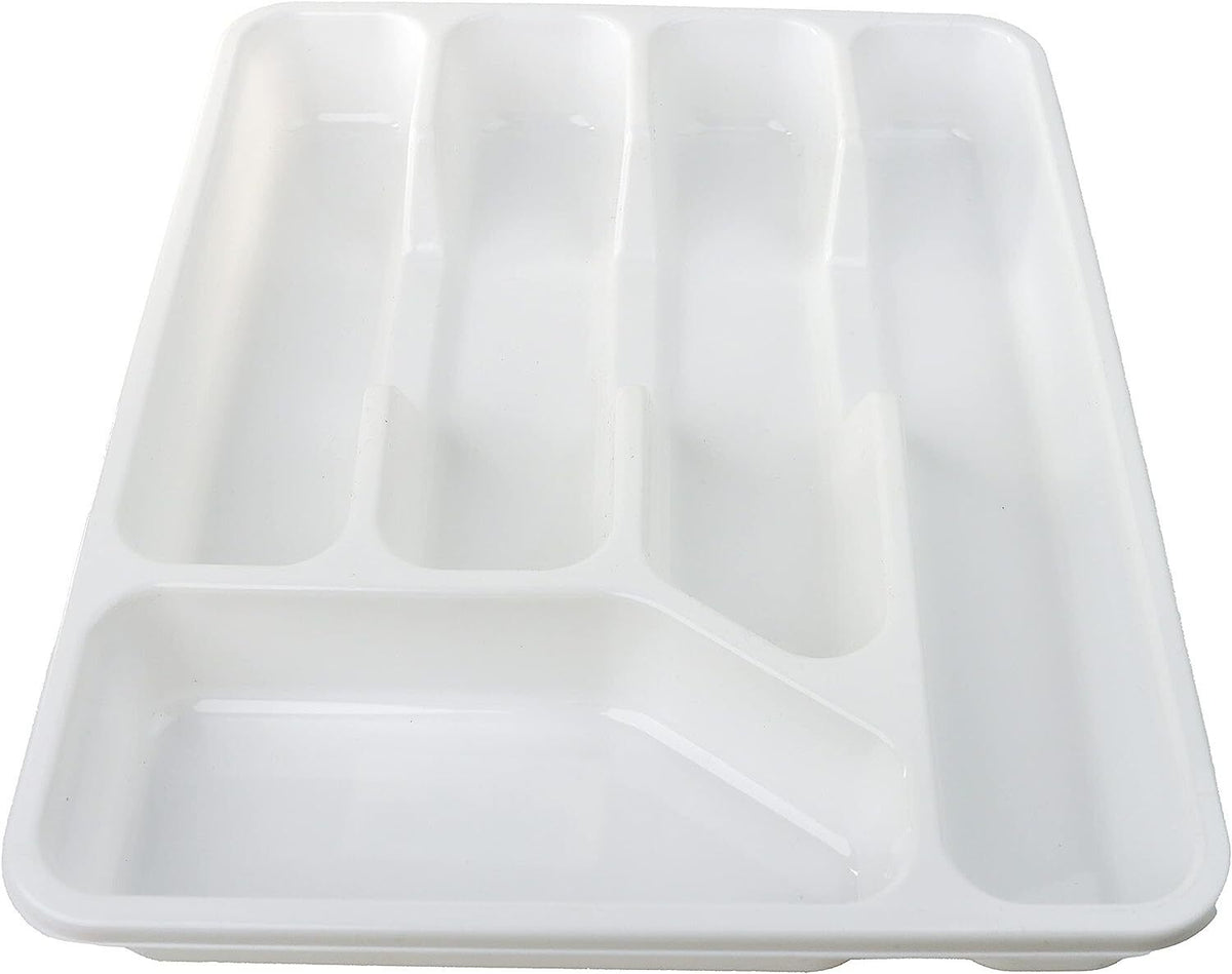 Cutlery Tray 5 Compartment PlasticnKitchen Drawer Organiser Rack Utensils Spoons - DIVCHI