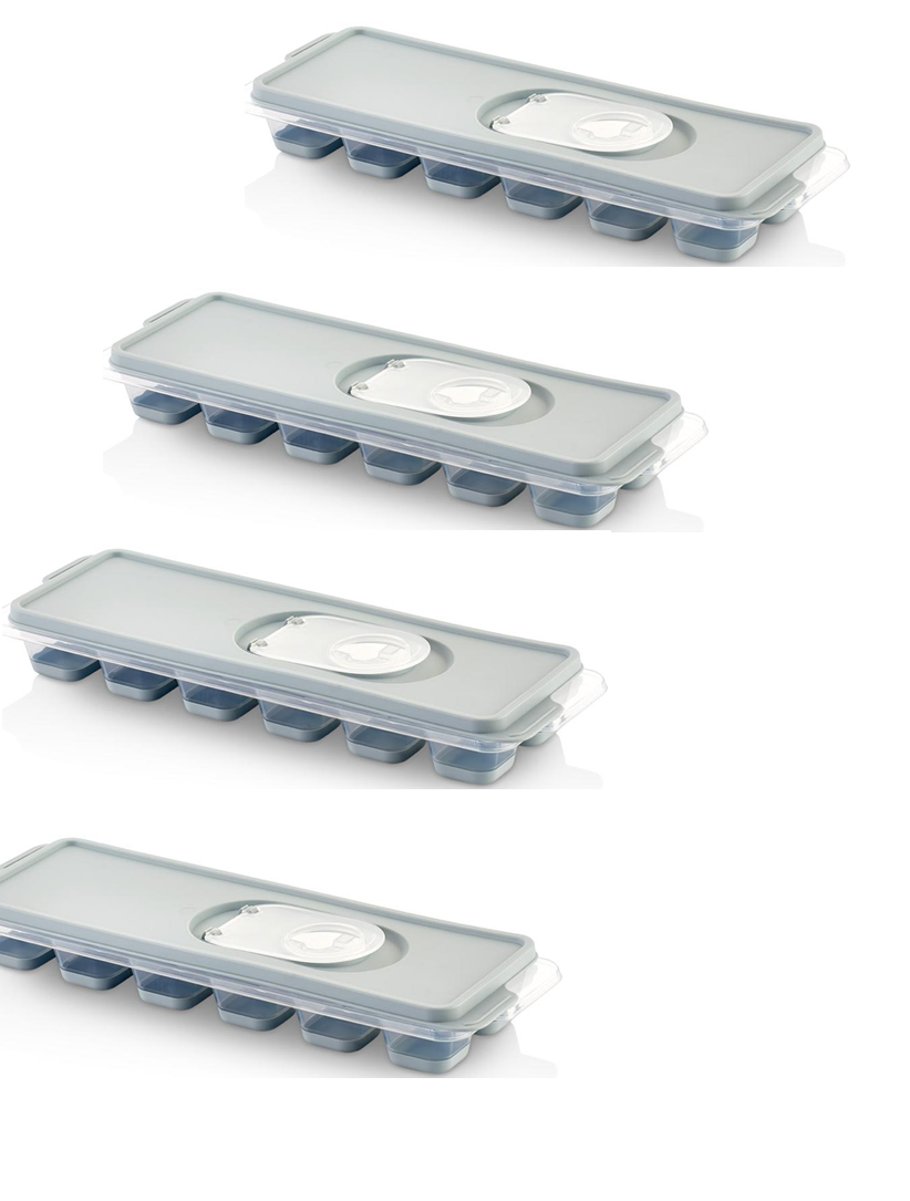 DIVCHI Random Colour 4 Pack Ice Cube Trays with Clear Removable Lid Easy Release, LFGB Certified and BPA Free Silicone Ice Cube Moulds for Freezer,Baby Food,Water,Other Drink - DIVCHI