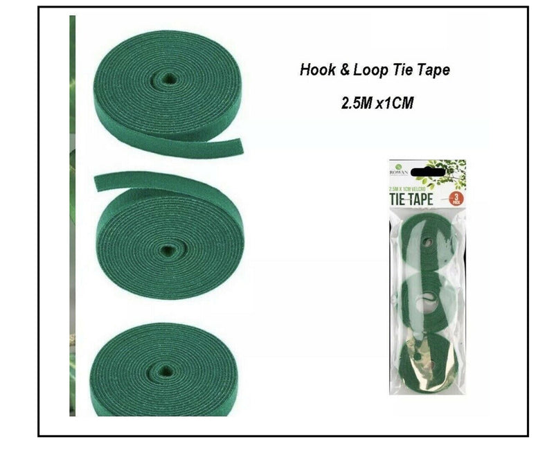 HOOK AND LOOP PLANT TAPE FOR ALLOWING PLANTS TO GROW GENTLE ON PLANTS PACK OF 3