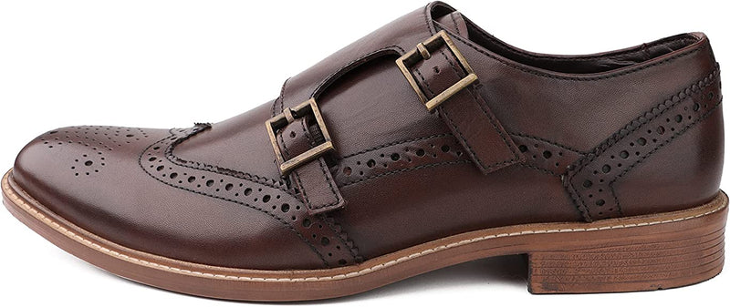 DIVCHI Men Monk Shoes Slip Buckle Strap on Loafers