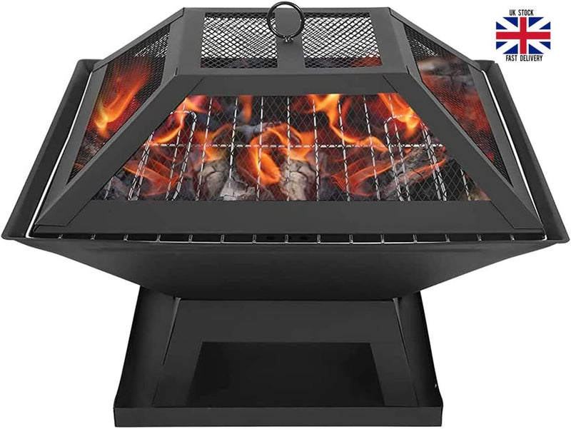 Outdoor Square Fire Pit Garden Burning Heater Barbecue Grill Heaters Bonfire